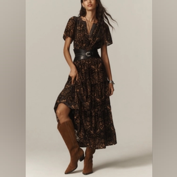 Anthropologie Dresses & Skirts - Anthropologie The Somerset Maxi Dress: Velvet Edition Black And Brown